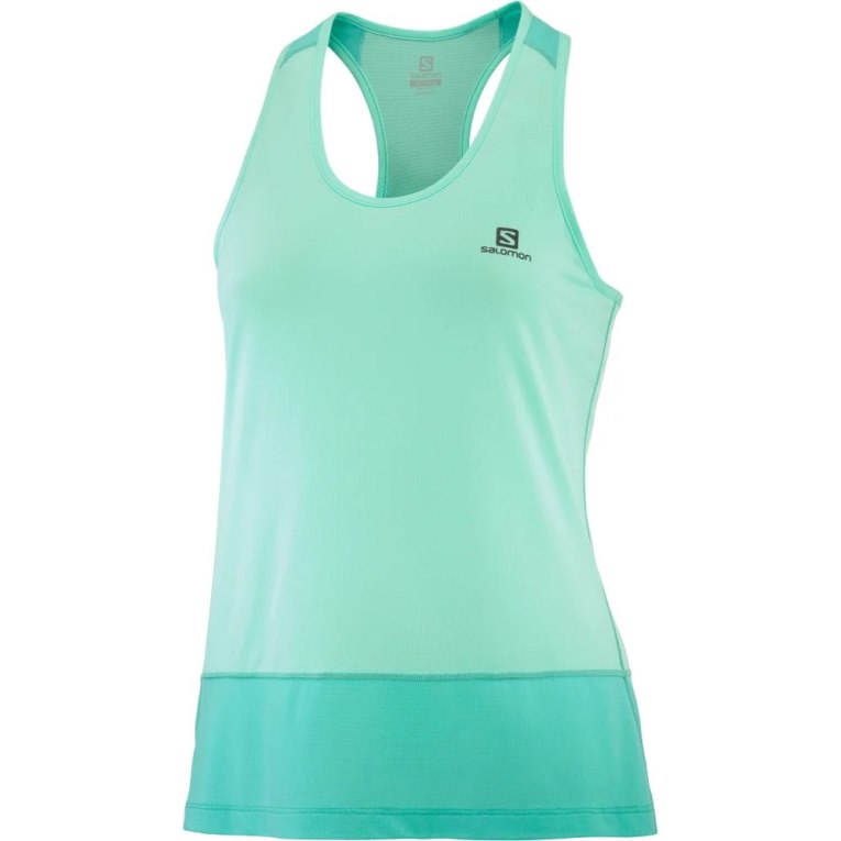 Turquoise Salomon Cross Run Women's Tanks | IE MB3596